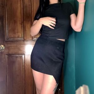 Asymmetrical black miniskirt